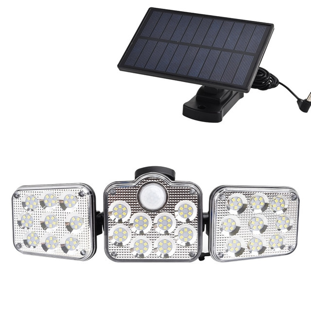 "Solar LED Flutlicht mit 3-Strahler, wetterfest, mit Bewegungsmelder, ideal für Garten, Hof und Garage, energiesparend"