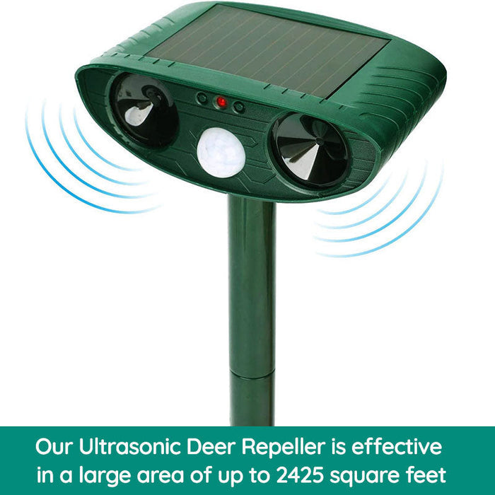 Solarlades Tierabwehrgerät mit Bewegungsmelder und wasserdichtem Design zur umweltfreundlichen Schädlingabwehr im Garten.