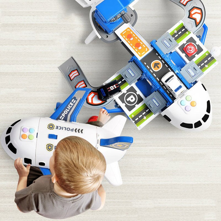 Spielset mit großem buntem Flugzeug, Mini-Baufahrzeugen und Zubehör, ideal für Kinder von 3 bis 6 Jahren, fördert Kreativität