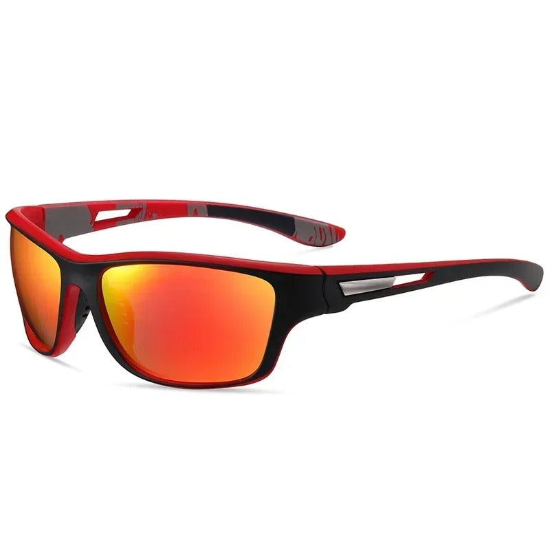"Sportliche Sonnenbrille mit polarisierten Linsen und UV400 Schutz, ideal für Sport und Freizeit. Kunststoffrahmen in klassis