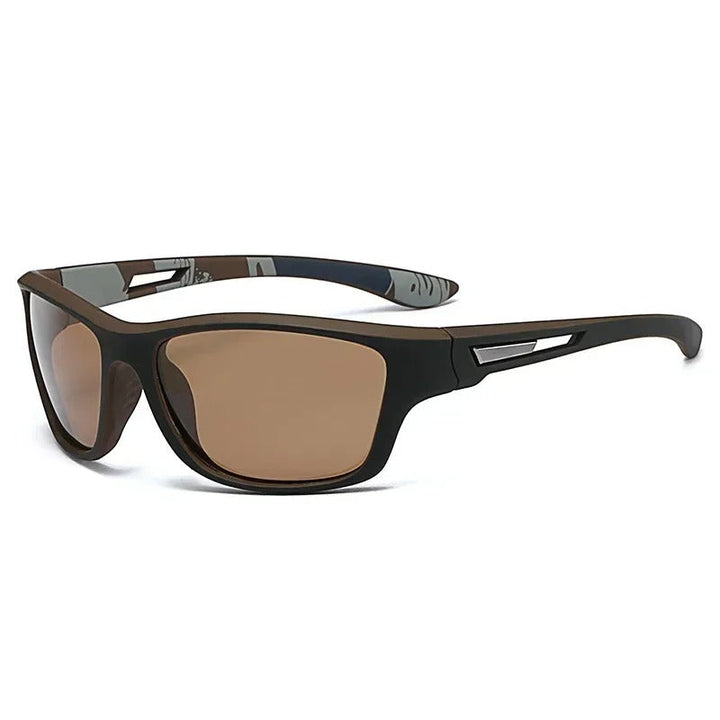 "Sportliche Sonnenbrille mit polarisierten Linsen und UV400 Schutz, ideal für Sport und Freizeit. Kunststoffrahmen in klassis