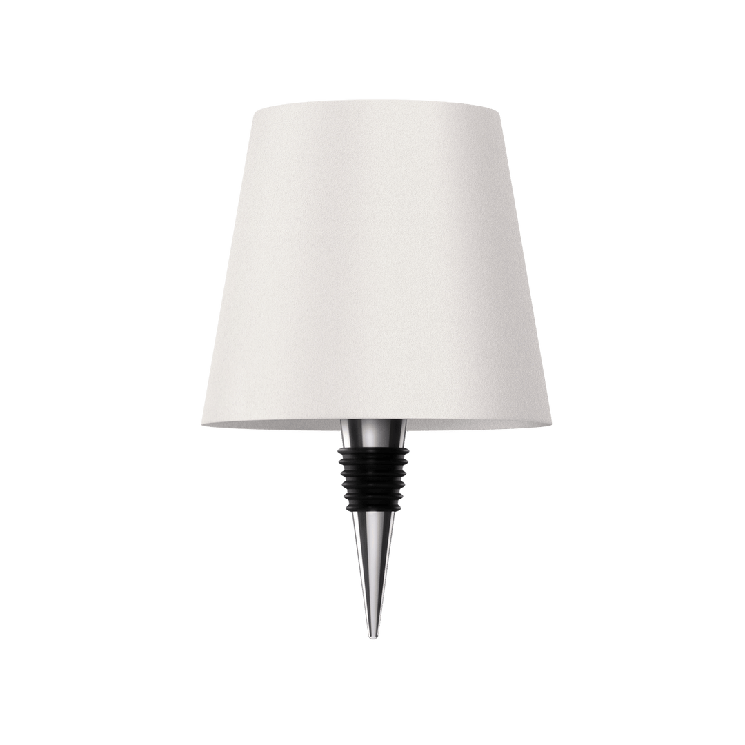 Stilvolle LED-Tischlampe in Flaschenform mit warmem Licht, kabellos, wiederaufladbar, ideal für nachhaltiges Wohndesign.