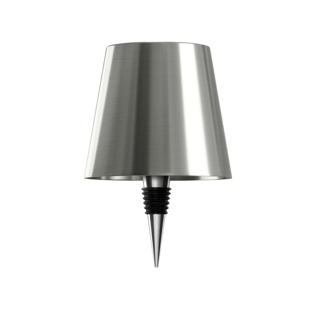 Stilvolle LED-Tischlampe in Flaschenform mit warmem Licht, kabellos, wiederaufladbar, ideal für nachhaltiges Wohndesign.