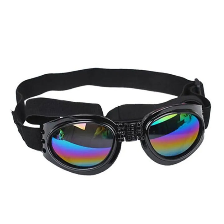 "Stilvolle UV-Schutz Hundebrille in lebhaften Farben, bietet Schutz vor UV-Strahlen, Wind und Staub, bequeme Passform."