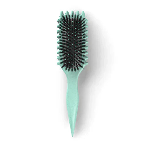 "Stylingbürste für Locken, hellgrün, ideal zur Frizz-Kontrolle und für definierte Strähnen, ergonomisch, Beauty-Produkt."