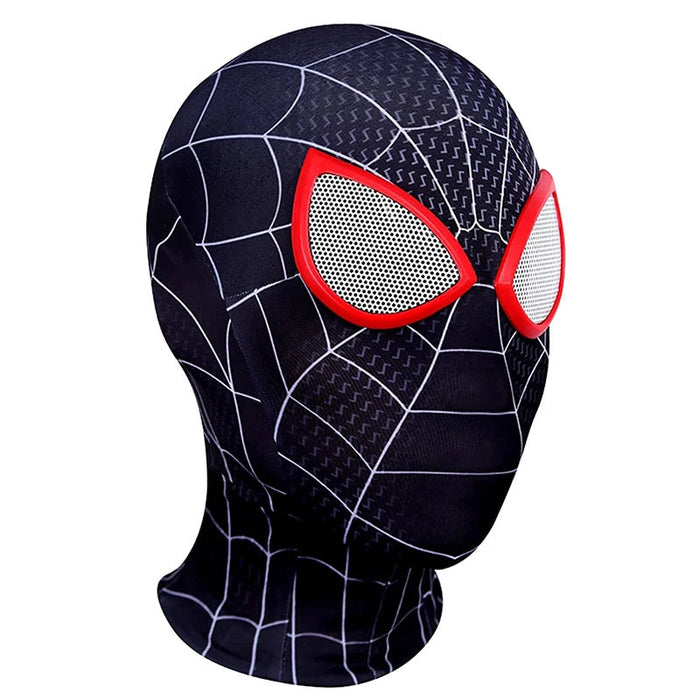 Superhelden-Maske für Kinder mit rotem Spinnennetzmuster, ideal für Rollenspiele und Fasching, elastisch und bequem.