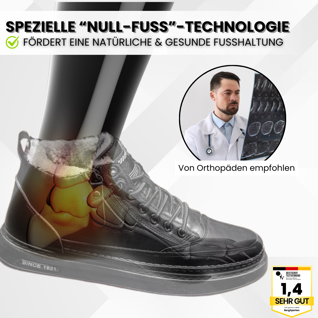 "Thermo-Komfortschuhe mit ergonomischem Design, Kälteschutz bis -20°C, ideal für Camping & Wandern, in Braun und Schwarz."