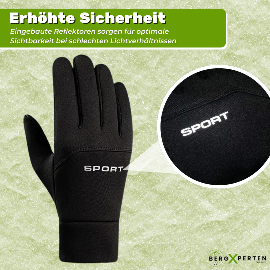 Thermohandschuhe in Schwarz mit Reflektoren, winddicht, wasserabweisend und touchscreen-fähig, für Outdoor-Abenteuer geeignet