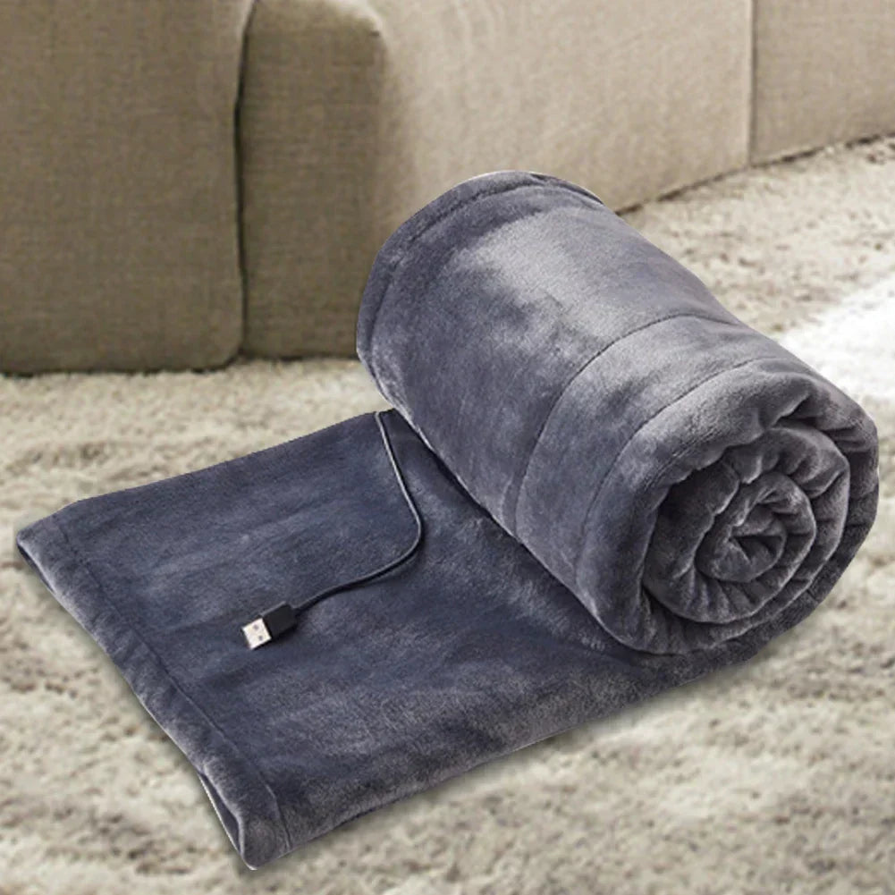 "Tragbare USB-Heizdecke mit 3 Heizstufen, kompakt, in weichem Textil, ideal für Zuhause und Reisen."