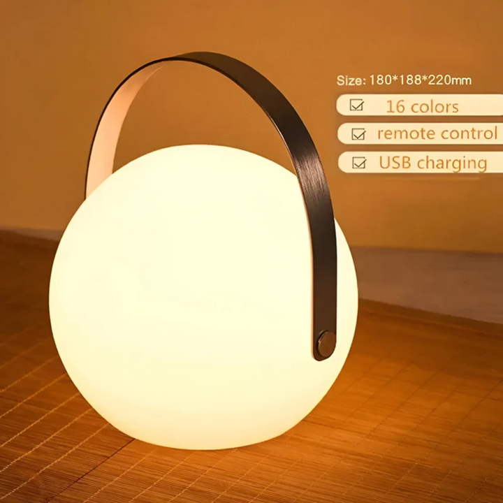 "Tragbare wasserfeste LED Tischlampe in modernem Design, ideal für drinnen und draußen, kabellos und langlebig."