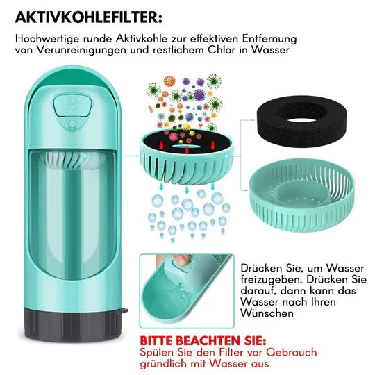 "Tragbarer Haustier-Trinkspender mit Einhand-Bedienung, auslaufsicher, kompakt, ideal für unterwegs, frisches Wasser"