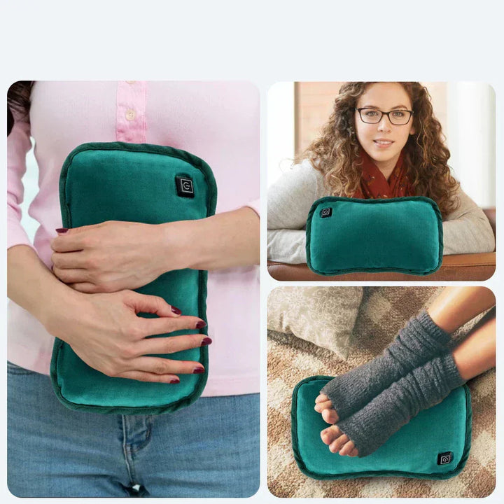 "Tragbares Heizkissen, weich und wiederaufladbar per USB, bildet warme, gemütliche Decke für unterwegs oder zuhause."