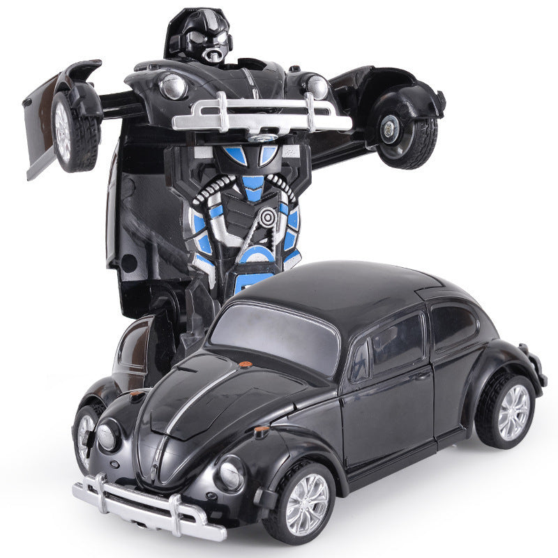 Transformierendes Kinderfahrzeug: Auto wechselt zu Roboter, bunte Details, für kreatives Spiel und spannende Abenteuer.