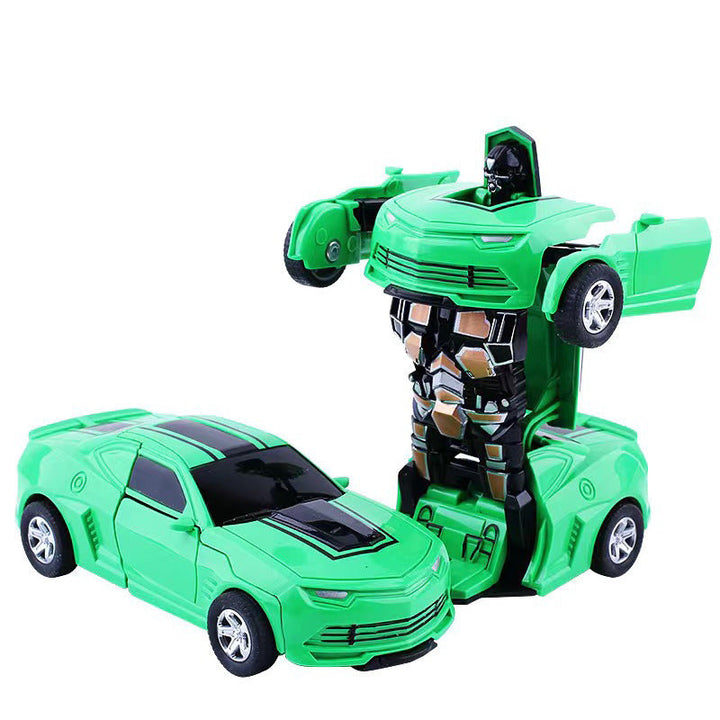 Transformierendes Kinderfahrzeug: Auto wechselt zu Roboter, bunte Details, für kreatives Spiel und spannende Abenteuer.