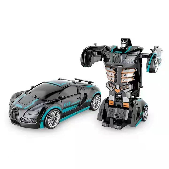 Transformierendes Kinderfahrzeug: Auto wechselt zu Roboter, bunte Details, für kreatives Spiel und spannende Abenteuer.
