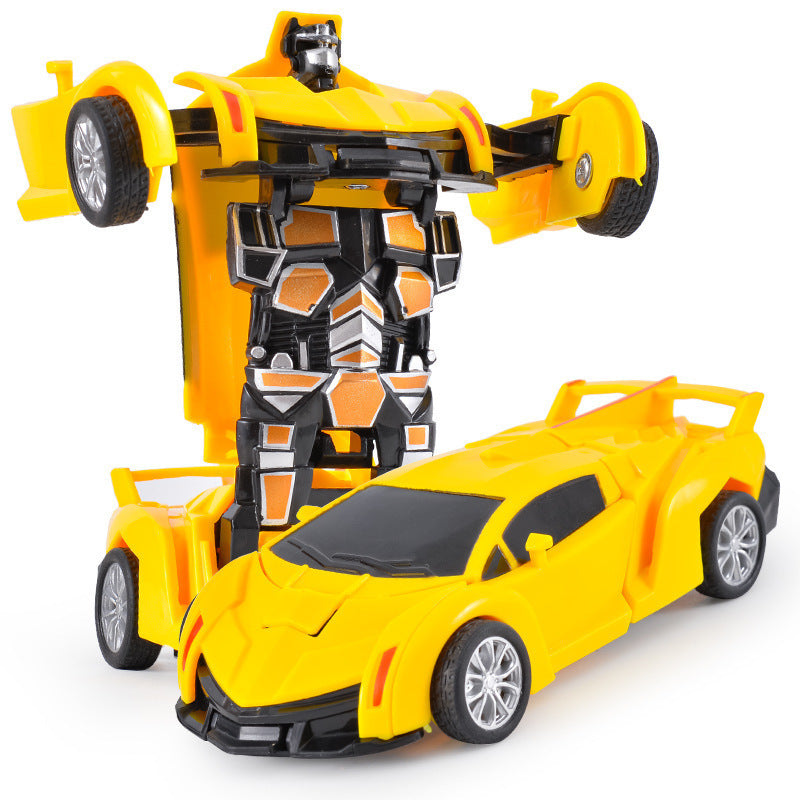 Transformierendes Kinderfahrzeug: Auto wechselt zu Roboter, bunte Details, für kreatives Spiel und spannende Abenteuer.