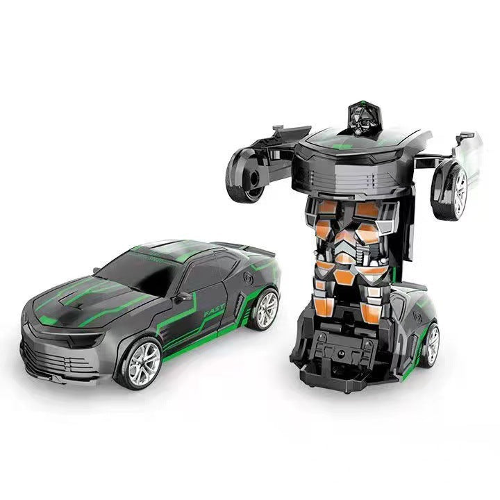 Transformierendes Kinderfahrzeug: Auto wechselt zu Roboter, bunte Details, für kreatives Spiel und spannende Abenteuer.