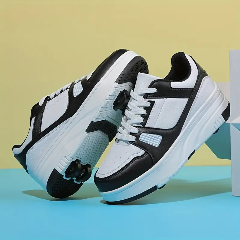 "Trendige Rollschuhe für Kinder mit versteckten Rollen, rosa-schwarzes Design, ideal für Outdoor-Abenteuer und Bewegung"