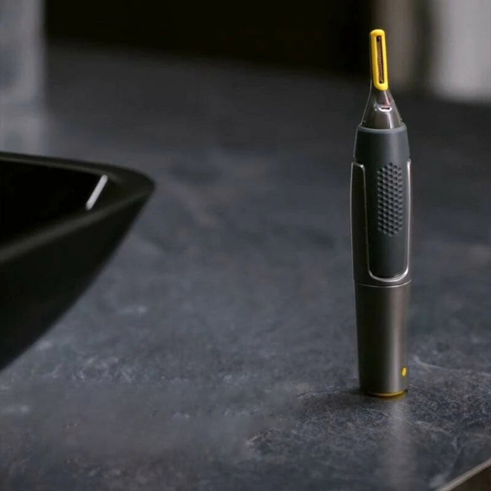 "Ultradünner Präzisionstrimmer mit LED, perfekt für präzises Bart- und Augenbrauentrimmen, kabellos und ergonomisch."