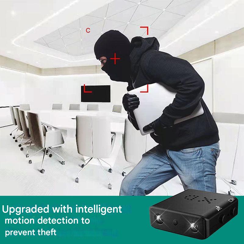 Ultrakompakte Mikro HD Sicherheitskamera, schwarz, mit Bewegungserkennung und Nachtsicht, 1080P für diskrete Überwachung.