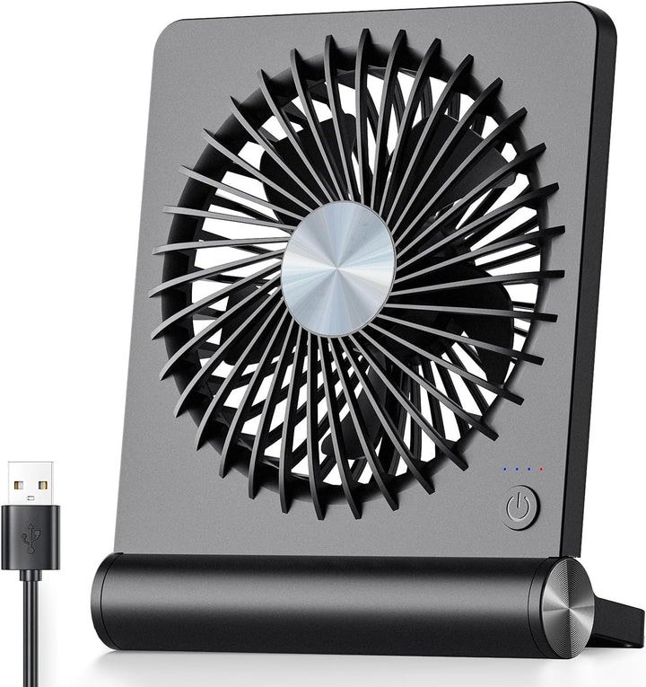 "Ultraleiser, kompakter Tischventilator, minimalistisches Design, perfekt für kleine Räume, geräuschlos unter 30 dB."