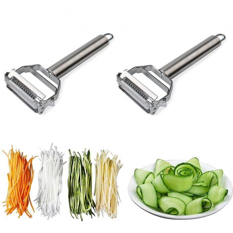 "Ultrascharfer Edelstahl-Gemüseschäler, Silber, mit ergonomischem Griff für einfaches Schälen und Julienne-Schneiden"
