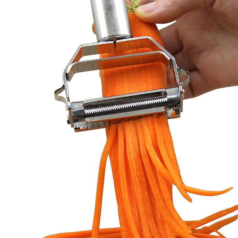 "Ultrascharfer Edelstahl-Gemüseschäler, Silber, mit ergonomischem Griff für einfaches Schälen und Julienne-Schneiden"