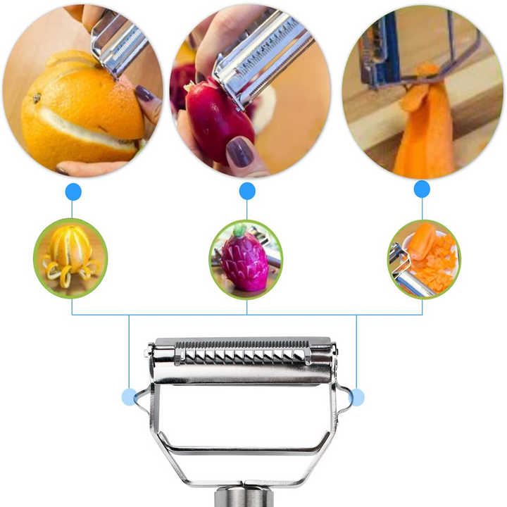 "Ultrascharfer Edelstahl-Gemüseschäler, Silber, mit ergonomischem Griff für einfaches Schälen und Julienne-Schneiden"