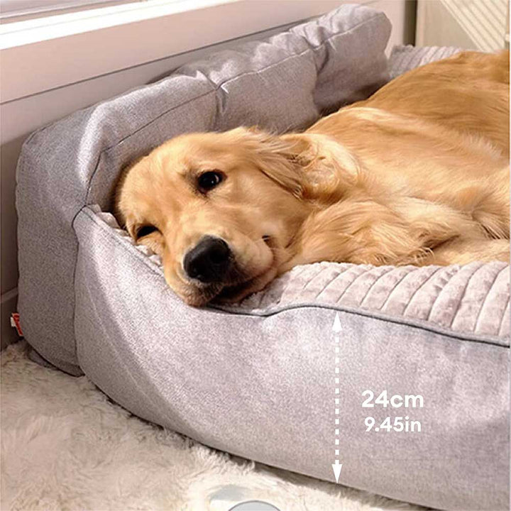 "Verdicktes waschbares Katzen-Hundebett, dick gepolstert, rutschfeste Basis, ideal für alle Jahreszeiten, braun, XL-Größe"