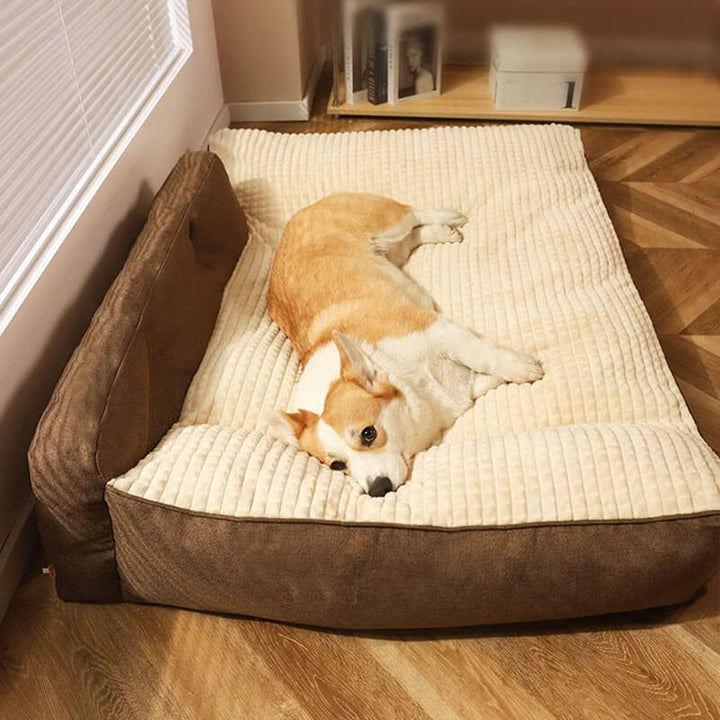 "Verdicktes waschbares Katzen-Hundebett, dick gepolstert, rutschfeste Basis, ideal für alle Jahreszeiten, braun, XL-Größe"