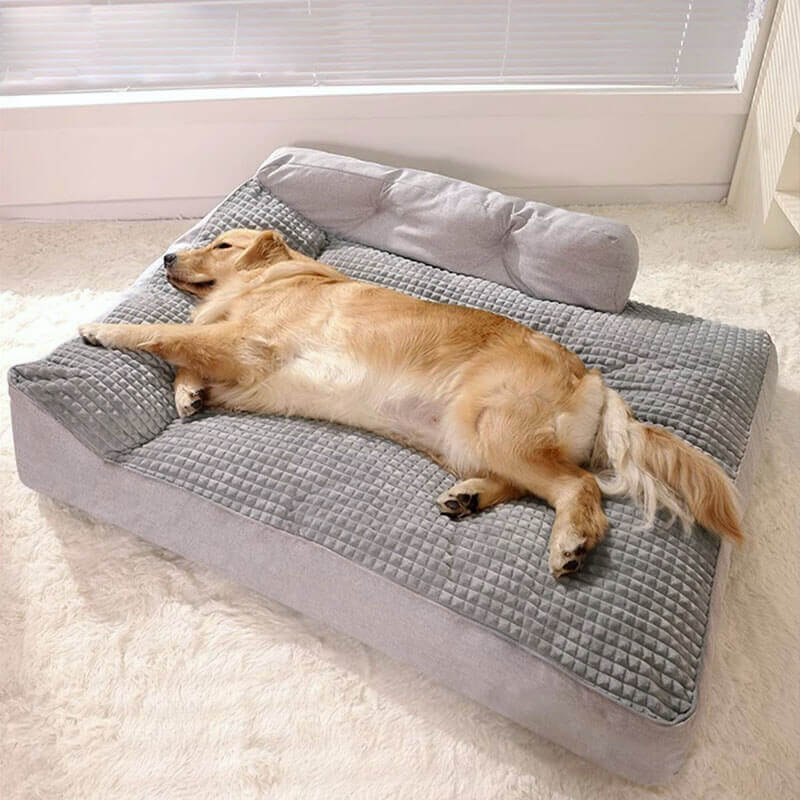 "Verdicktes waschbares Katzen-Hundebett, dick gepolstert, rutschfeste Basis, ideal für alle Jahreszeiten, braun, XL-Größe"