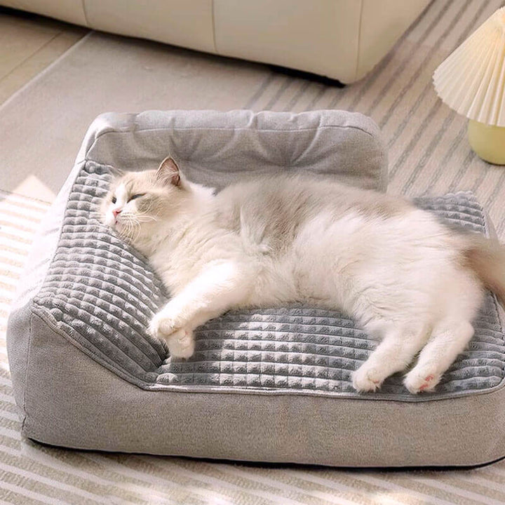 "Verdicktes waschbares Katzen-Hundebett, dick gepolstert, rutschfeste Basis, ideal für alle Jahreszeiten, braun, XL-Größe"