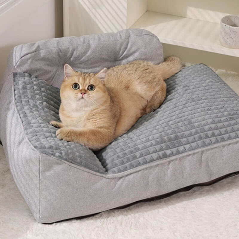 "Verdicktes waschbares Katzen-Hundebett, dick gepolstert, rutschfeste Basis, ideal für alle Jahreszeiten, braun, XL-Größe"