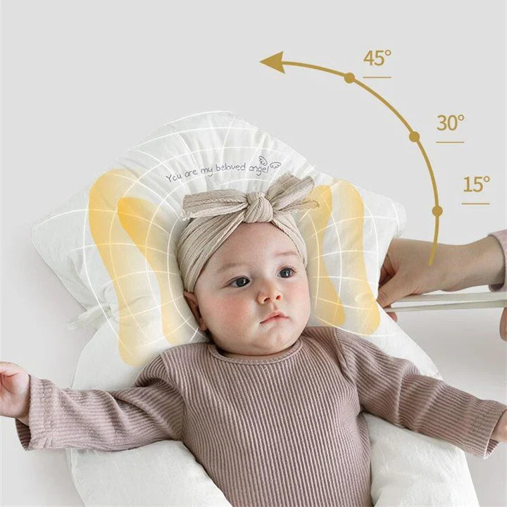 "Verstellbares U-förmiges Baby-Kissen aus Bio-Baumwolle, weich, hautfreundlich, bietet Nackenstütze für sicheren Babyschlaf."