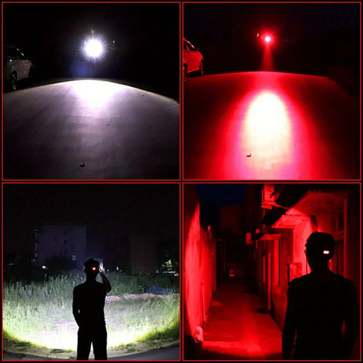 "Vielseitige, ergonomische LED Stirnlampe mit Weiß-, Rot- und Grünlicht, ideal für Outdoor-Abenteuer und Arbeiten im Dunkeln.
