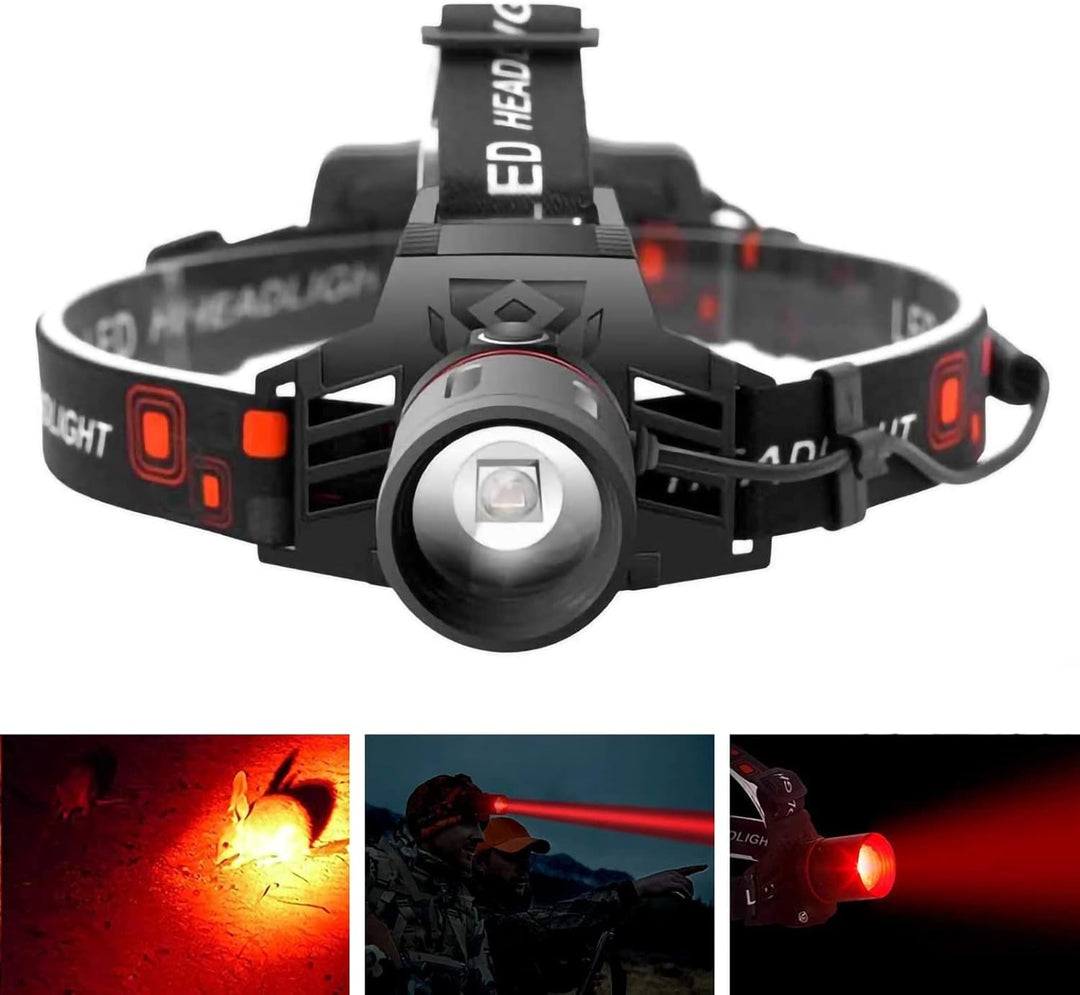 "Vielseitige, ergonomische LED Stirnlampe mit Weiß-, Rot- und Grünlicht, ideal für Outdoor-Abenteuer und Arbeiten im Dunkeln.