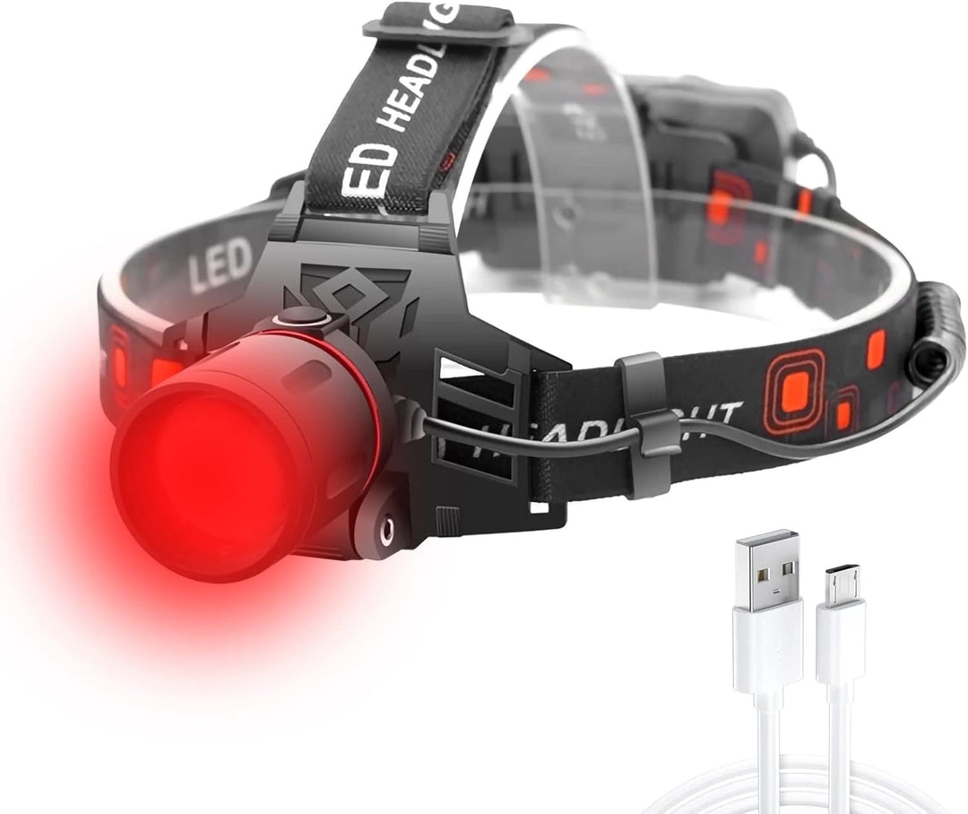 "Vielseitige, ergonomische LED Stirnlampe mit Weiß-, Rot- und Grünlicht, ideal für Outdoor-Abenteuer und Arbeiten im Dunkeln.