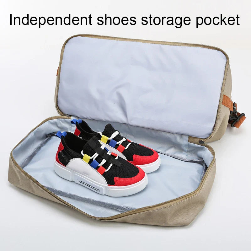Vielseitige Sporttasche mit separatem Schuh- und Nassfach, ideal für aktive Reisende, Größe 46x25x28 cm, in Armeegrün.