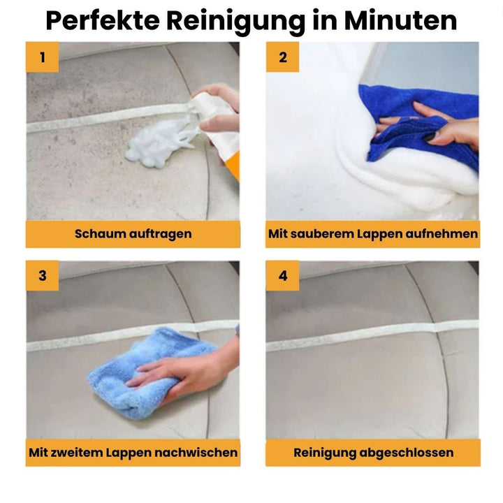 Vielseitiger Schaumreiniger für strahlende Oberflächen, entfernt Fett und Schmutz ohne Rückstände, ideal für Haushaltspflege.