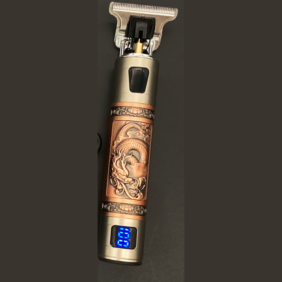 "Vintage Barttrimmer mit Präzisionsschnitt, ergonomisch, schwarz, wasserdicht, wiederaufladbar, ideal für Bartpflege."