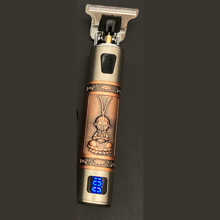 "Vintage Barttrimmer mit Präzisionsschnitt, ergonomisch, schwarz, wasserdicht, wiederaufladbar, ideal für Bartpflege."