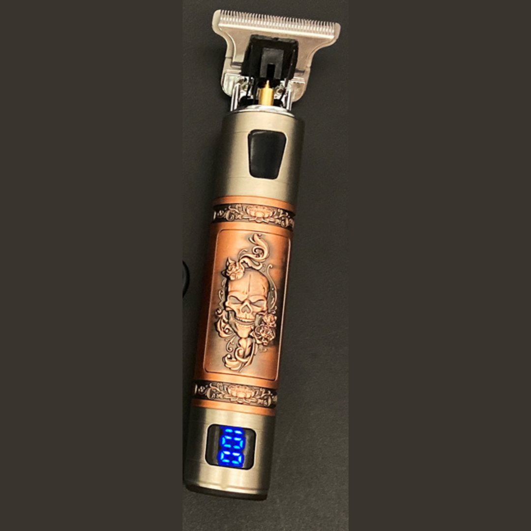 "Vintage Barttrimmer mit Präzisionsschnitt, ergonomisch, schwarz, wasserdicht, wiederaufladbar, ideal für Bartpflege."