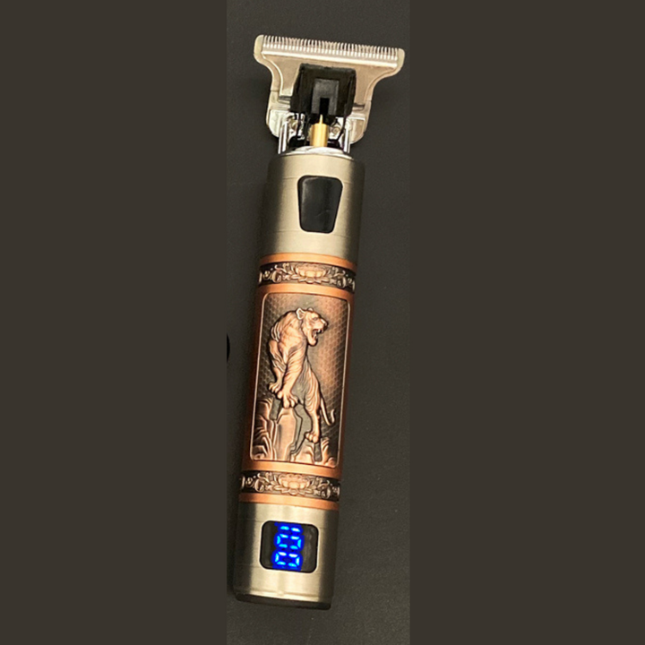 "Vintage Barttrimmer mit Präzisionsschnitt, ergonomisch, schwarz, wasserdicht, wiederaufladbar, ideal für Bartpflege."