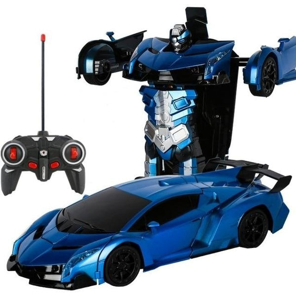 "VoltMorph Transformationsauto in Rennautoform, ferngesteuert, rot und silber, ideal für Kinder, 2-in-1 Spielzeug"