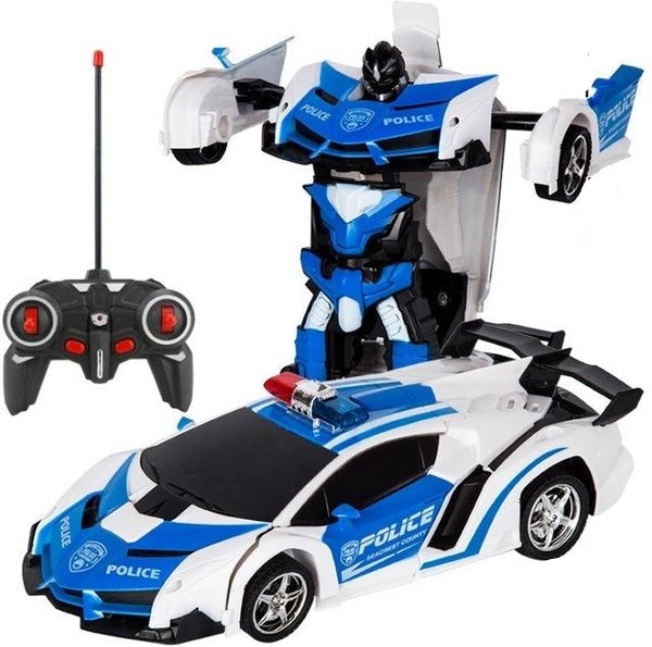 "VoltMorph Transformationsauto in Rennautoform, ferngesteuert, rot und silber, ideal für Kinder, 2-in-1 Spielzeug"