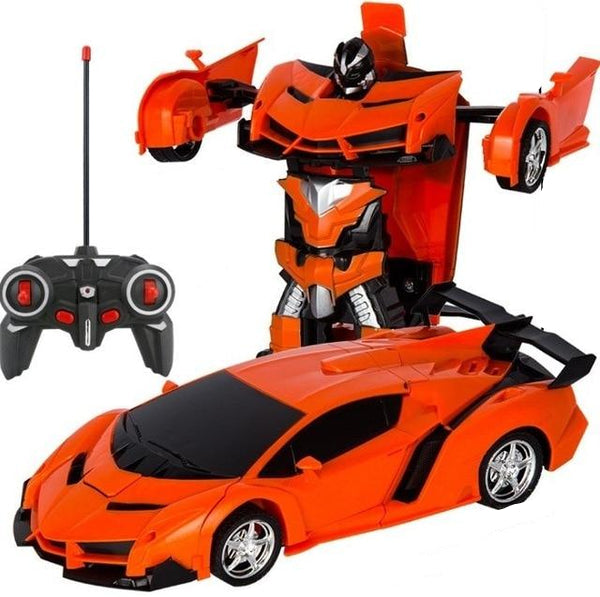 "VoltMorph Transformationsauto in Rennautoform, ferngesteuert, rot und silber, ideal für Kinder, 2-in-1 Spielzeug"