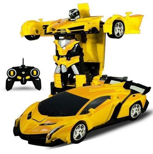 "VoltMorph Transformationsauto in Rennautoform, ferngesteuert, rot und silber, ideal für Kinder, 2-in-1 Spielzeug"