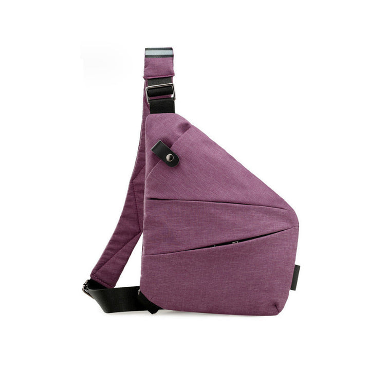 "Vorderansicht Anti-Diebstahl-Schultertasche in Schwarz, ergonomisches Design, Sicherheitsfächer, Nylon-Polyester-Mischung"