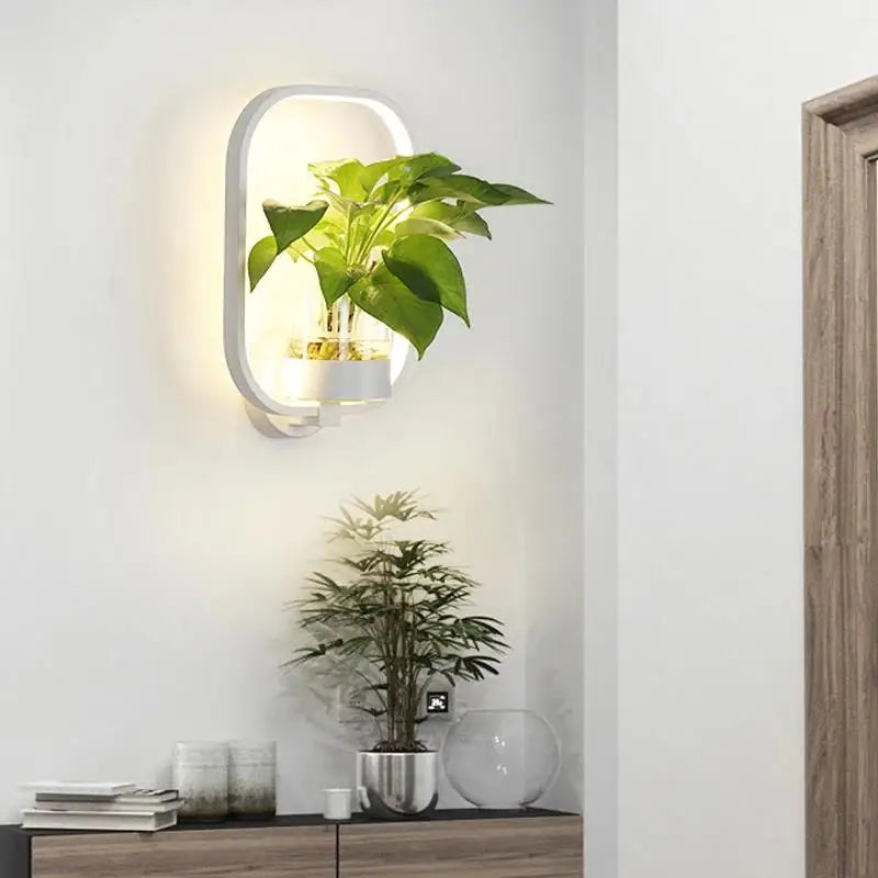 "Wandlampe Pflanzenlampe mit Glas und natürlichem Design, ideal für stilvolle Innenräume, beleuchtet mit kaltem oder warmem W
