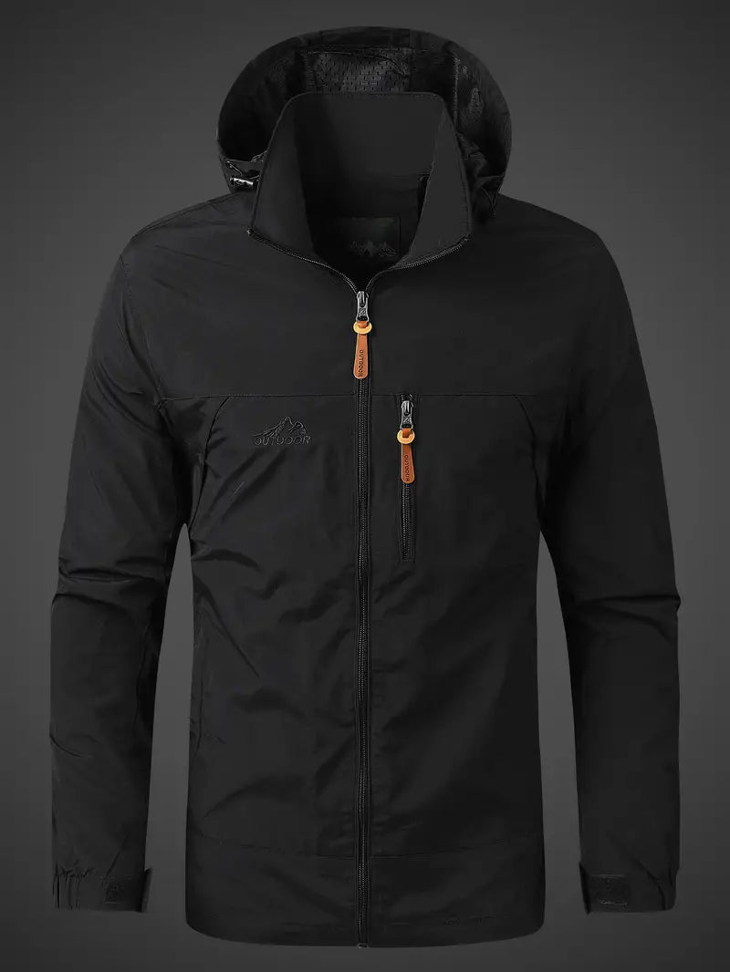 "Wasser- und winddichte Herren Outdoorjacke für alle Jahreszeiten, robust und stilvoll, ideal für Camping und Wandern"